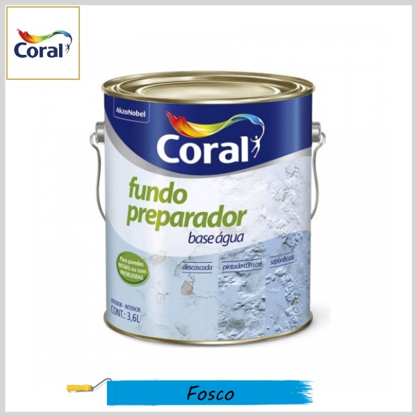 Fundo Preparador Paredes Base Água Fosco, Galão 3.6lt