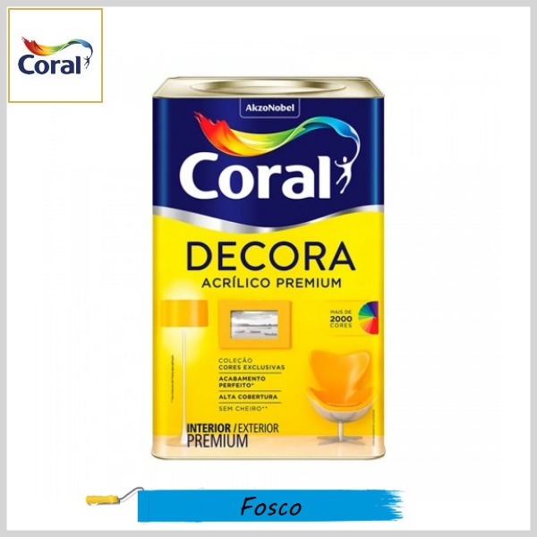 Tinta Acrílica Decora Premium Fosco, Lata 18lt