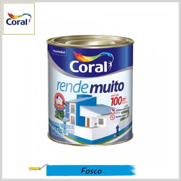 Tinta Acrílica Rende Muito Standard Fosco, Lata 900ml