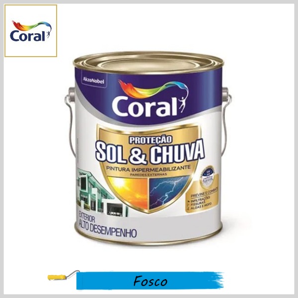 Tinta Emborrachada Proteção Sol&Chuva Premium Fosco, Galão 3.6lt