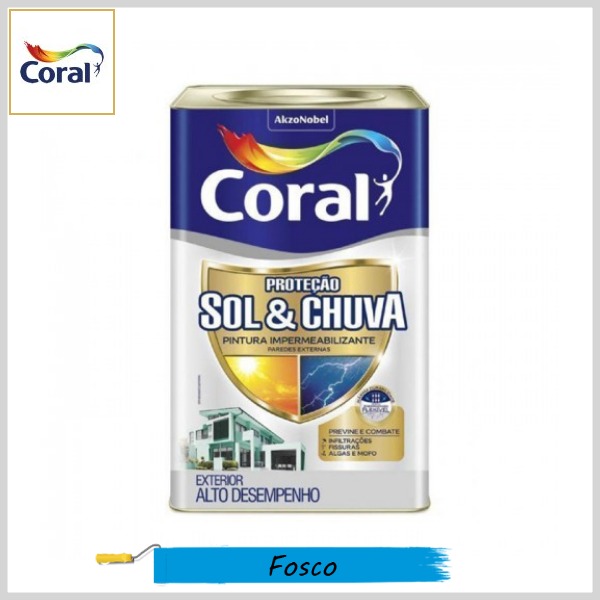 Tinta Emborrachada Proteção Sol&Chuva Premium Fosco, Lata 18lt