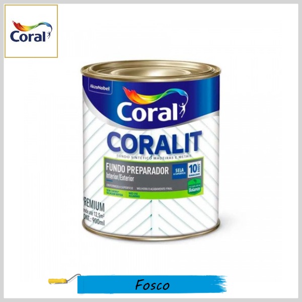 Fundo Preparador Coralit Madeira/Metais Premium Fosco, Lata 900ml