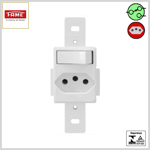 Módulo Elétrico Blanc 1 Interruptor Paralelo +Tomada 2P+T