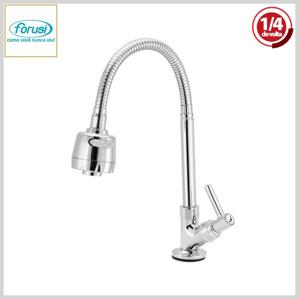 Torneira de Cozinha 3159 C-55 Gourmet 1/4Volta Mesa Bica Flexível Cromado