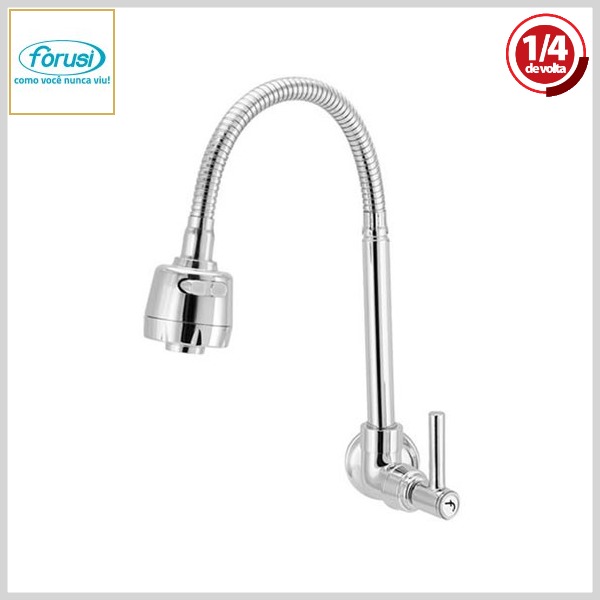 Torneira de Cozinha 3159 C-55 Gourmet 1/4Volta Parede Bica Flexível Cromado