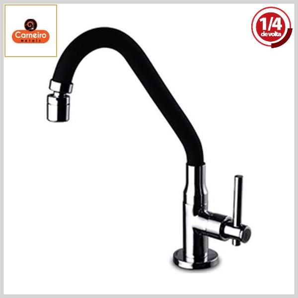 Torneira de Cozinha 4024 C61 Collor Mesa Bica Alta Móvel 1/4Volta Black/Cromado