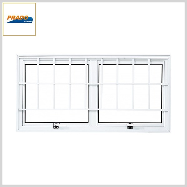 Janela Basculante Maxim-Ar Boldie Alumínio Branco Horiz 2Seções c/Vidro+Grade